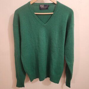 Vtg Polo Ralph Lauren 100% Thick Cashmere Sweater Men Sz 42 V-Neck Luxury Soft